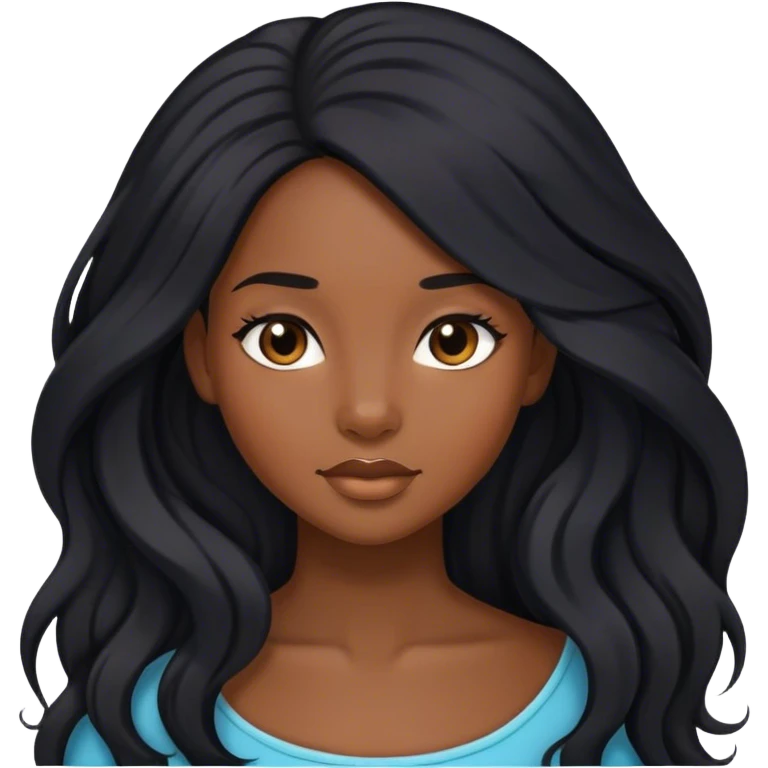 Black girl with long beautiful black hear  emoji