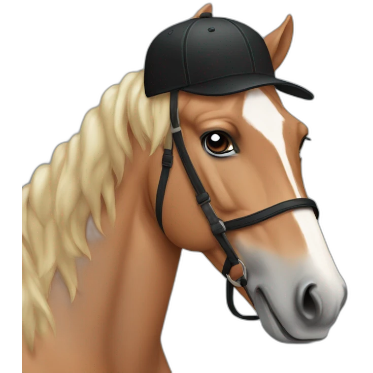 Horse with black baseball cap emoji