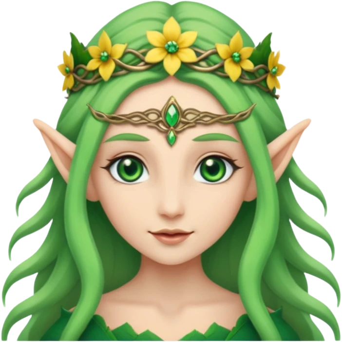 Flower-crowned elf queen emoji