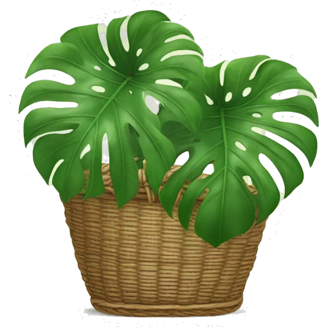 Monstera in wicker basket emoji