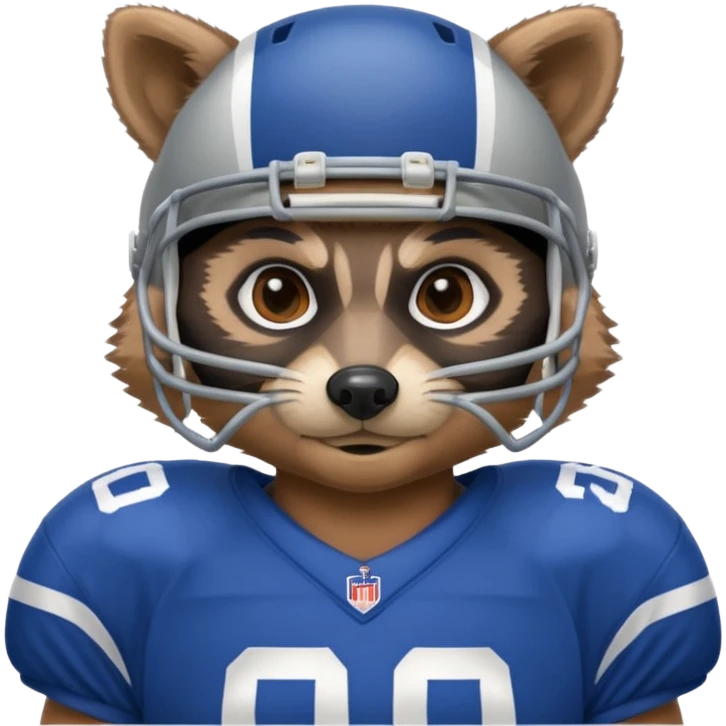 american football player raccoon blue emoji