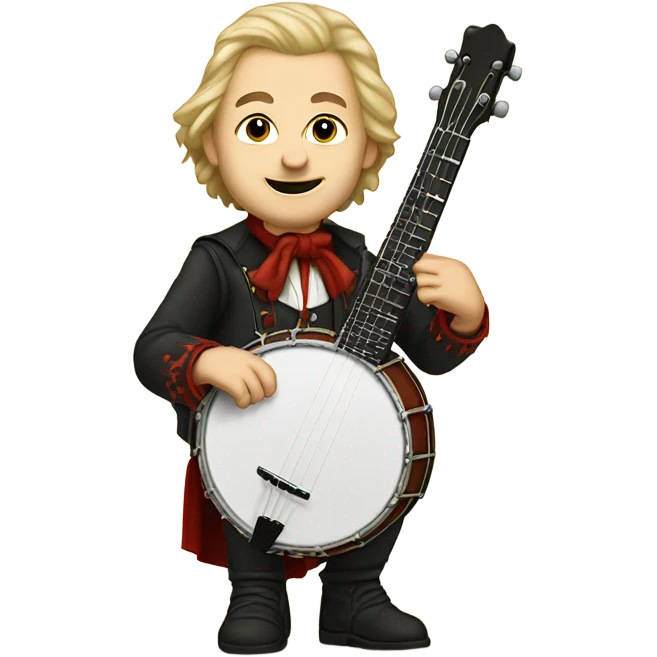 Wolfgang Mozart chibi standing young 5-string banjo emoji