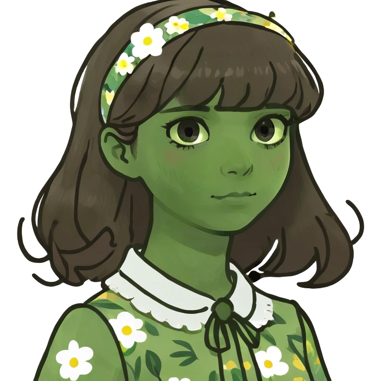 girl with brown hair and curtian bangs emoji