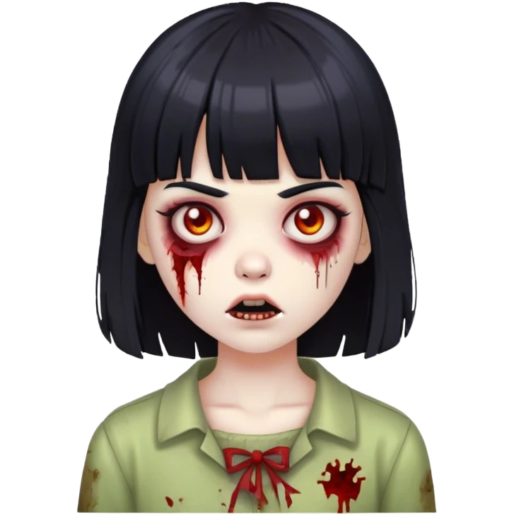 girl zombie with black hair and bangs emoji