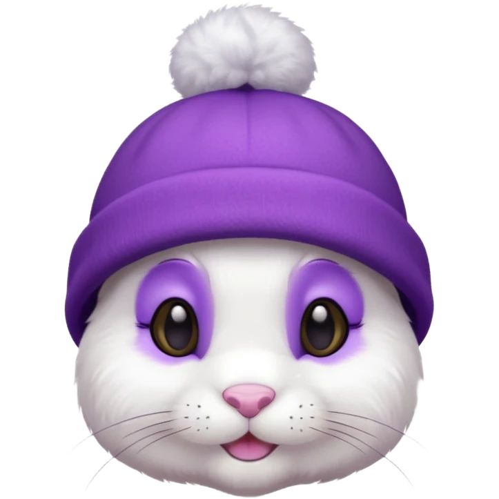 Bunny wear a purrple benie hat emoji