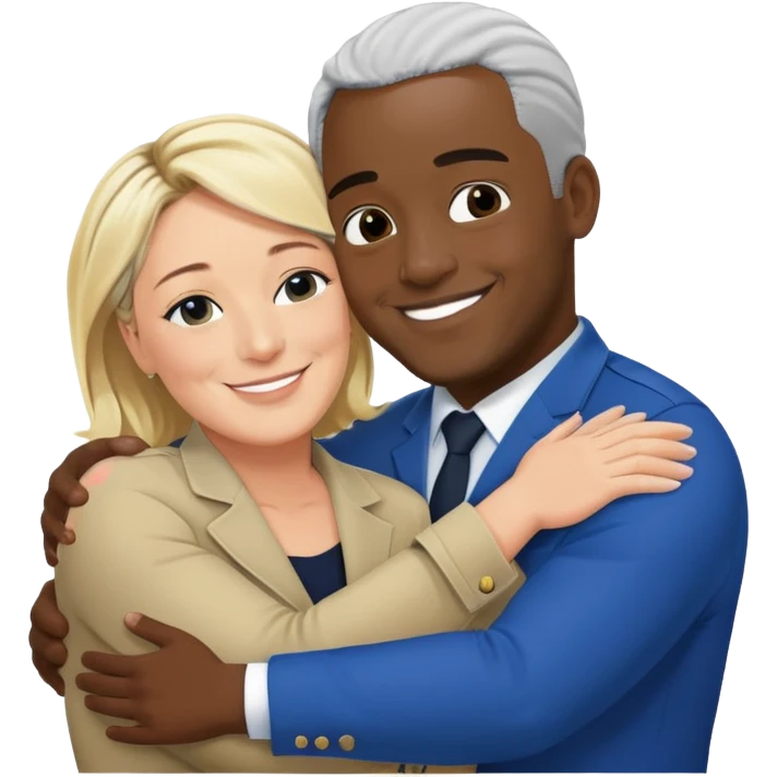 Marine le Pen hugging a black man emoji