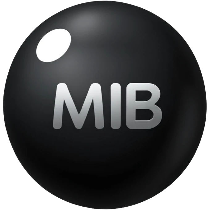 Black Ball with MB written on it. Nothing else no holes. emoji
