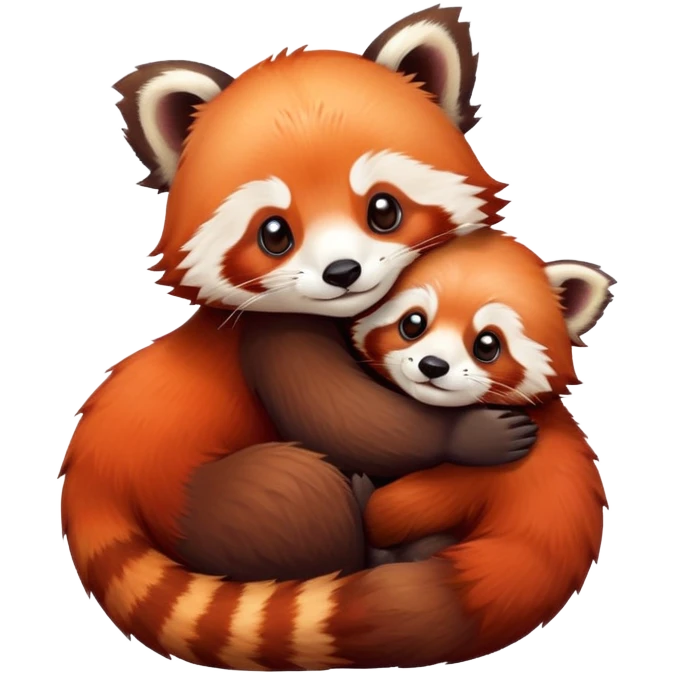 Red panda and an otter hugging emoji