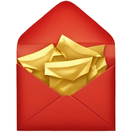 Red envelope filled with gold paper emoji