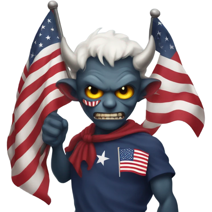 demon holding usa flag emoji