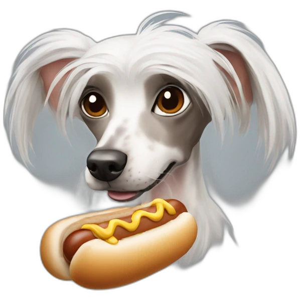 Chinese Crested hot-dog emoji