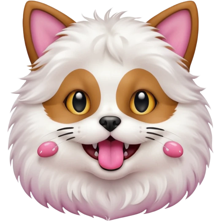 small dog inside a cats wide open mouth emoji