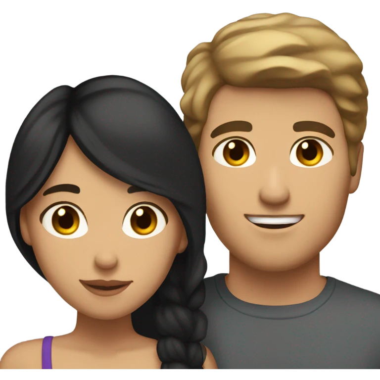 Caucasian boyfriend with brown hair and Mexican girlfriend with black hair emoji