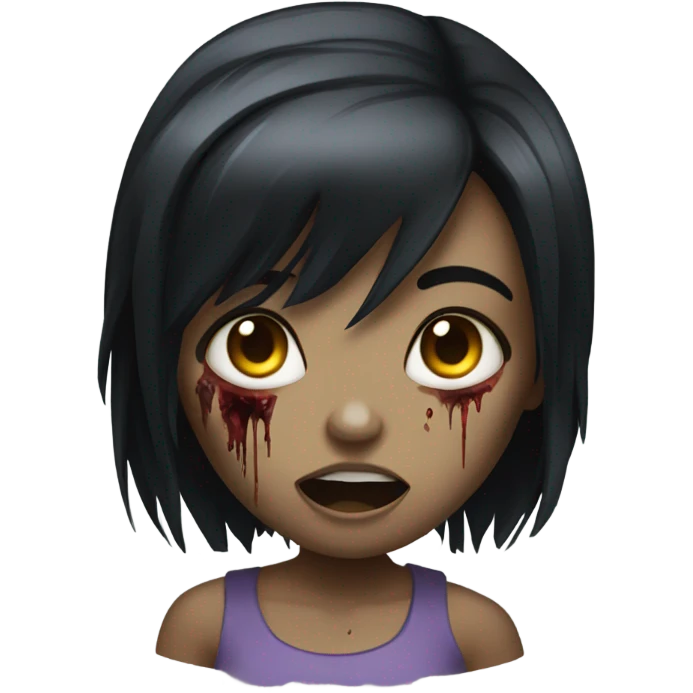zombie girl with black hair emoji