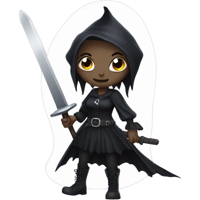 Goth witch holding a sword emoji