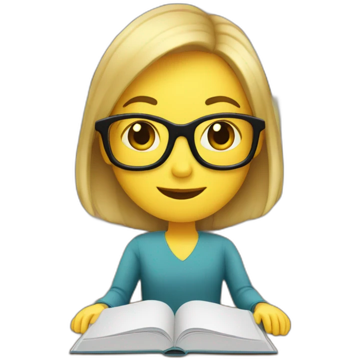 english teacher talking about a book at the front of class\ emoji
