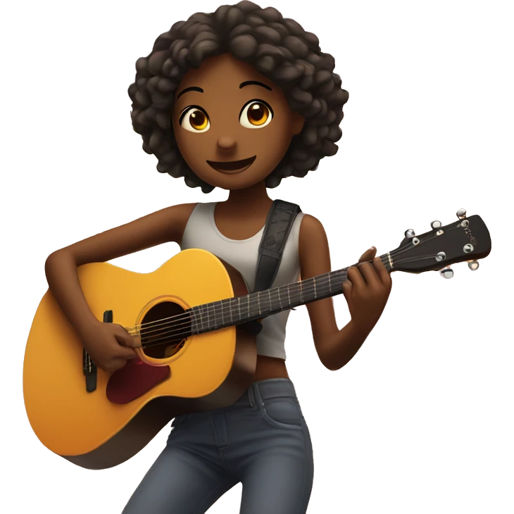 Girl playing guitar under the sunset emoji