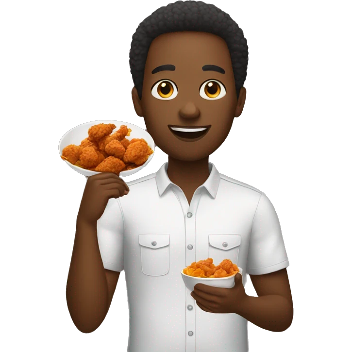 African eating fried chicken emoji