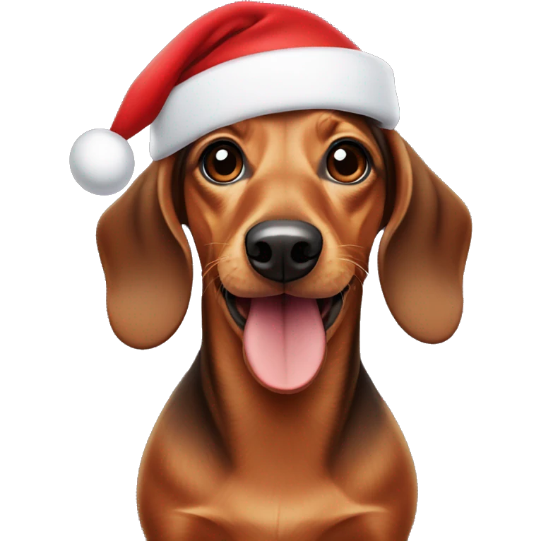 Dachshund with a Santa hat emoji