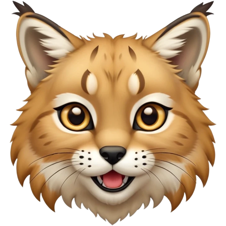 Cinematic-realistic cute-Lynx-Portrait-Emoji – Head tilted dramatically with an exaggeratedly amused expression, featuring a thick, tufted golden-brown coat with striking black ear tufts, wide, expressive amber eyes filled with playful disbelief. zoomed out to show fluffy fur emoji