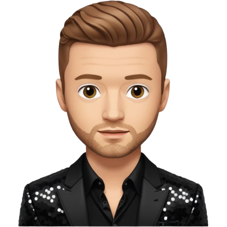 Justin Timberlake from 'N Sync with light brown k hair, black sequin outfit emoji