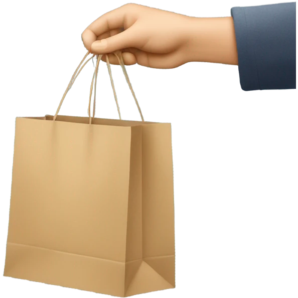 many shopping bags held by outstretched forearm emoji