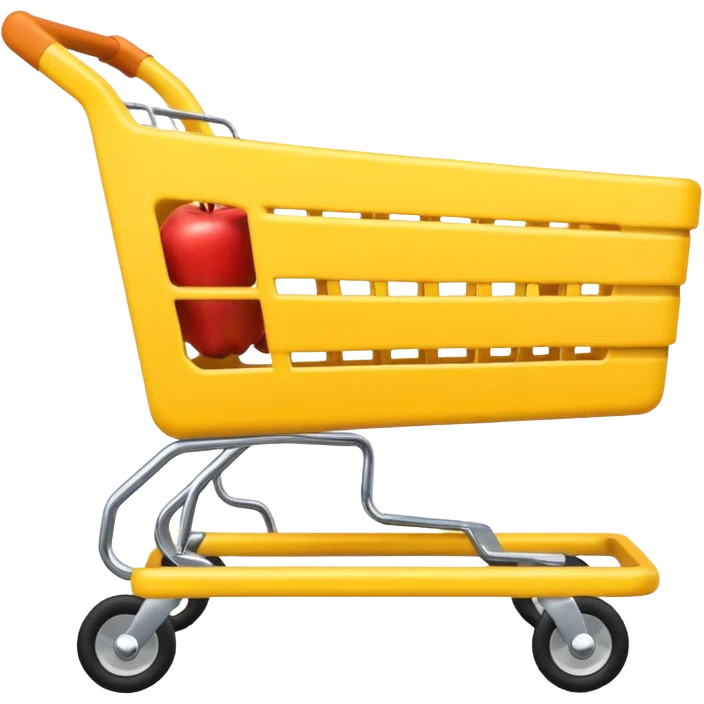Yellow shopping cart emoji.
Keep the original cart shape.
Flat, simple, Apple-style.
No extra details, transparent background. emoji