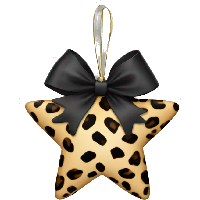 christmas decoration star leopard print with black bow emoji