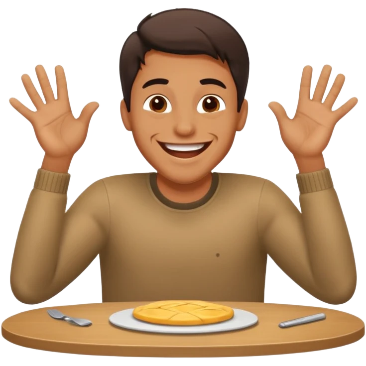 A man is laughing and banging with both hands on the table in front of him emoji
