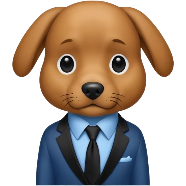 brown dog with black tie,blue shirt emoji