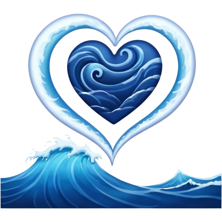 dark blue heart with sea waves emoji