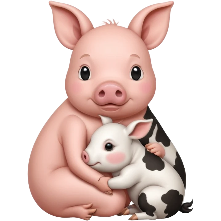 Home of rat, pig as parent hugging  little cow,  adult rabbit  emoji