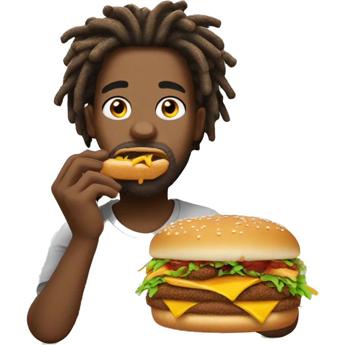 Man with dreadlocks eating McDonald’s emoji