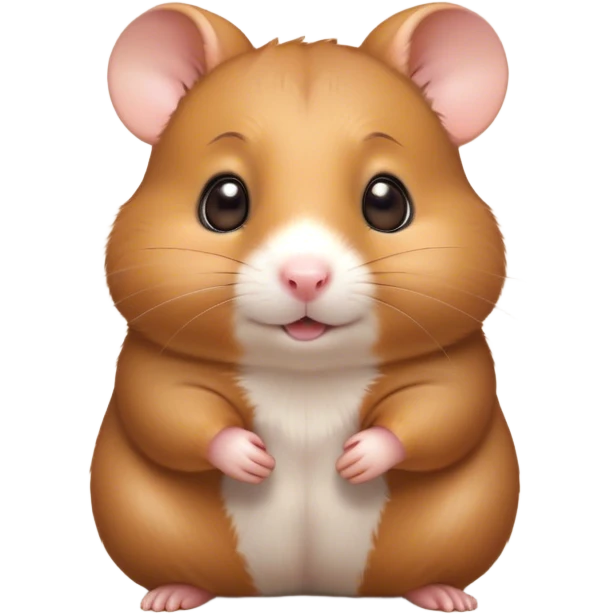 Cinematic Cute Brown Hamster Portrait Emoji, Head tilted playfully and inquisitively, featuring a glossy, rich brown coat with a delicate sheen, round, sparkling dark eyes filled with curiosity, Simplified yet irresistibly adorable features, highly detailed, glowing with a warm, friendly glow, high shine, affectionate and lively, stylized with a touch of whimsy, bright and endearing, soft glowing outline, capturing the essence of a mischievous yet loving hamster, so playful it feels like it could dash out of the screen and into your arms! emoji