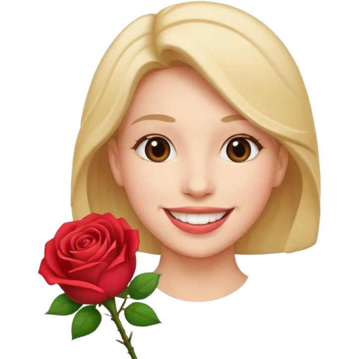 Smile with rose in mouth emoji