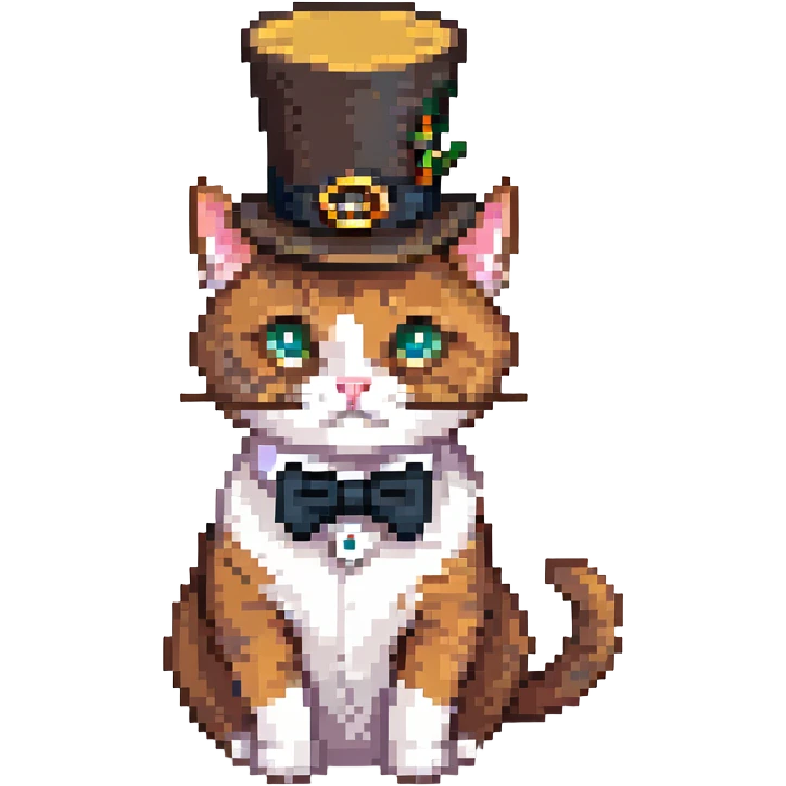 A cute cartoon-style emoji of a cat wearing a top hat and monocle, looking sophisticated emoji