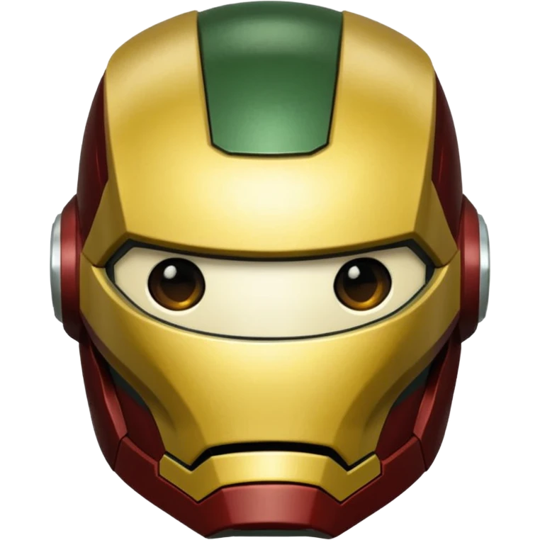 Deep brown and deep green and cream yellow Iron man helmet emoji