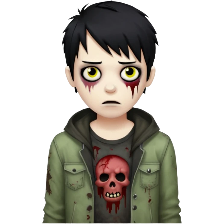 boy zombie with black hair emo emoji