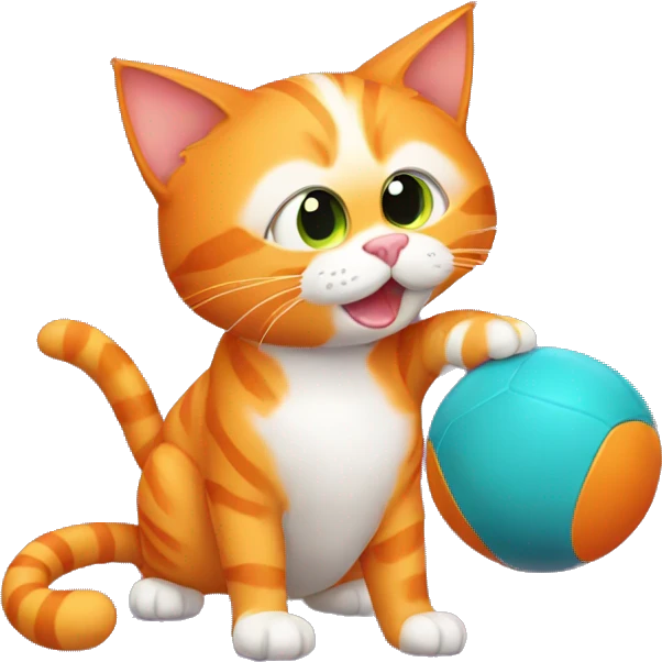 Orange cat holding a ball in his mouth emoji