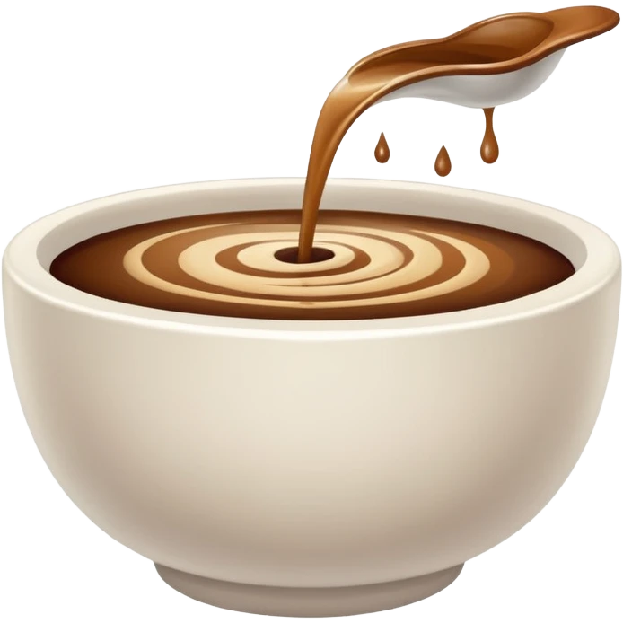 still brown liquid in white bowl emoji