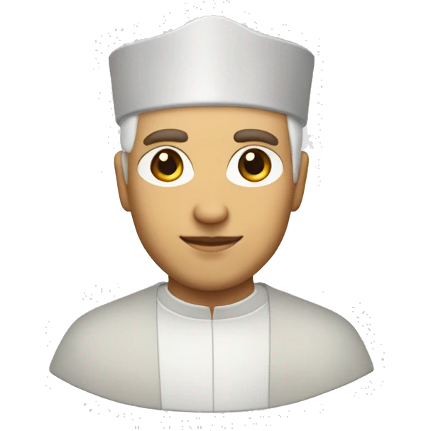 Sacerdoce blanco con pelo blanco y con un baret en la cabeza  emoji