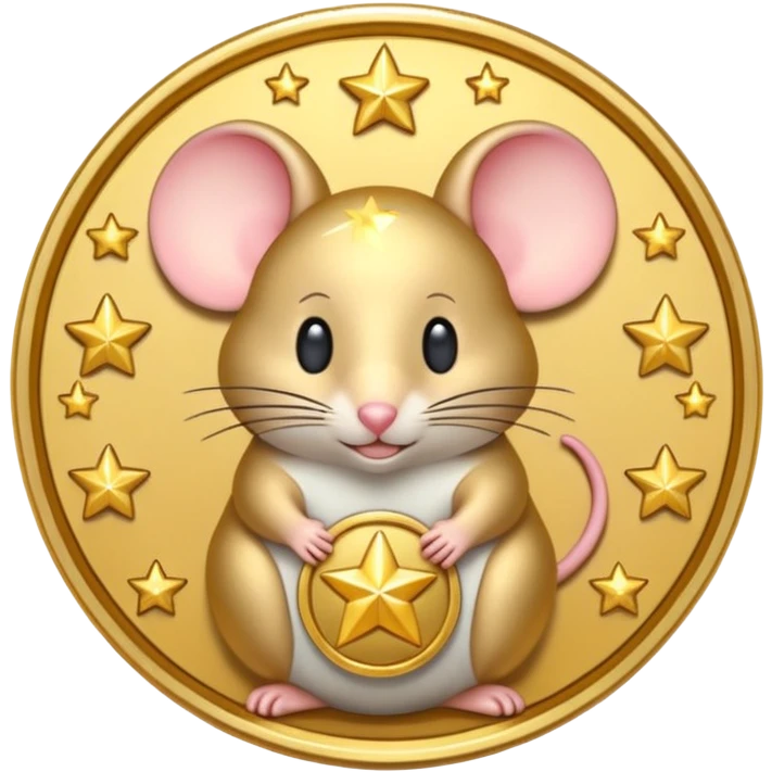 Mouse coin with stars around it, gilded style, only gold
 emoji