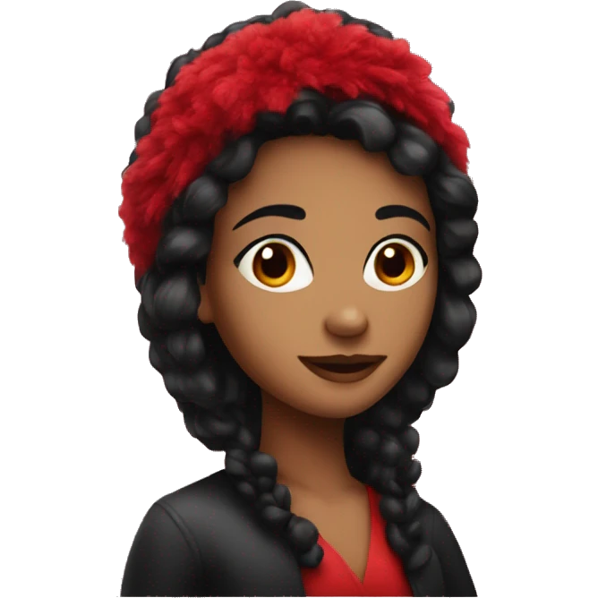Black haired girl with red boa  emoji