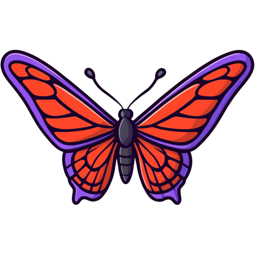butterfly, with black red and dark purple detailed wings emoji