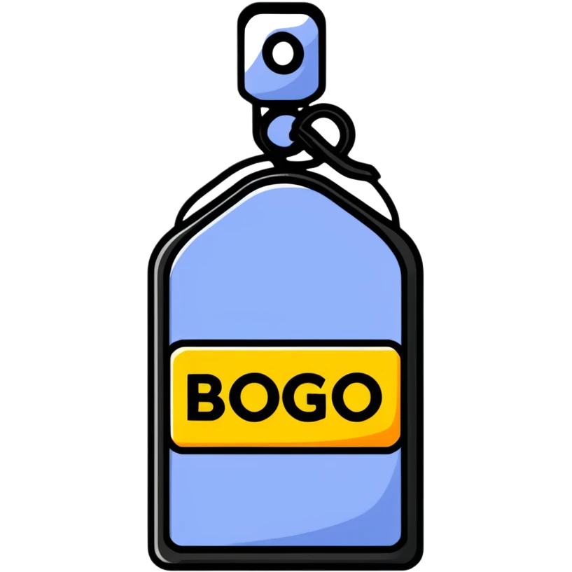 Buy One Get One Free sale tag, BOGO special offer emoji