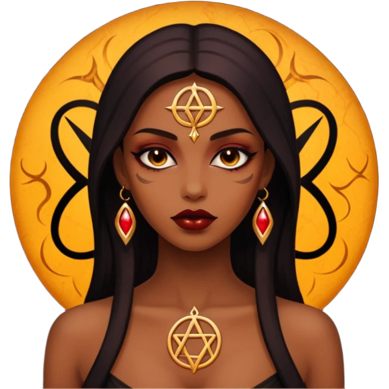 Dark oil traced over woman’s skin forming occult symbols, sensual devotion emoji