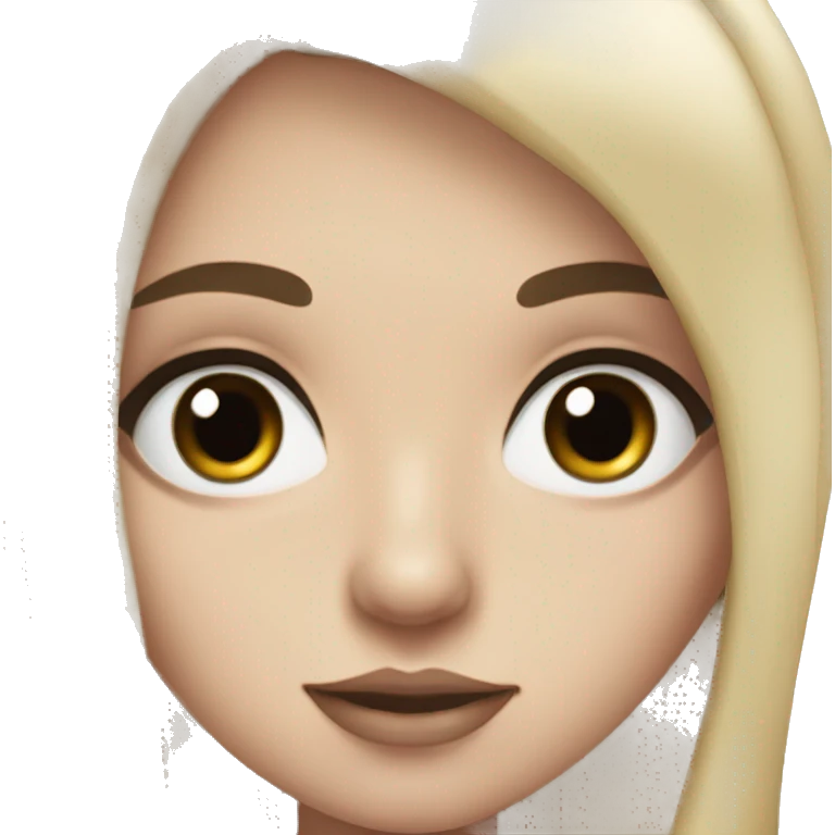white girl with straight black hair big eyes lips and eyelashes emoji