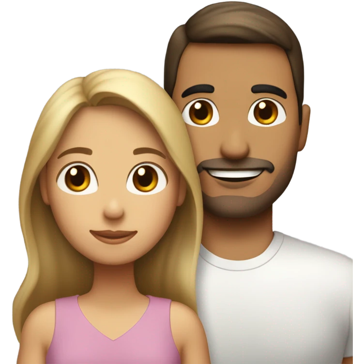 Puerto rican beard short brown hair  husband with blond long hair wife and brown long hair daughter Family  emoji
