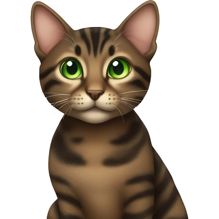 all brown and black tabby cat with green eyes emoji