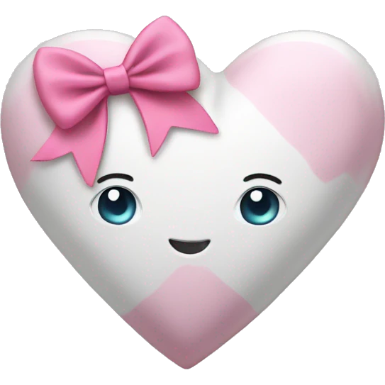 White heart with pink bow emoji